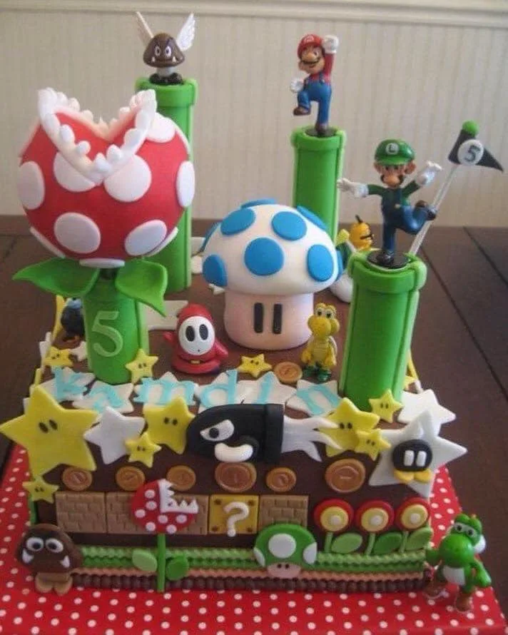 Super Mario Bros Birthday Cake for a 5th Birthday